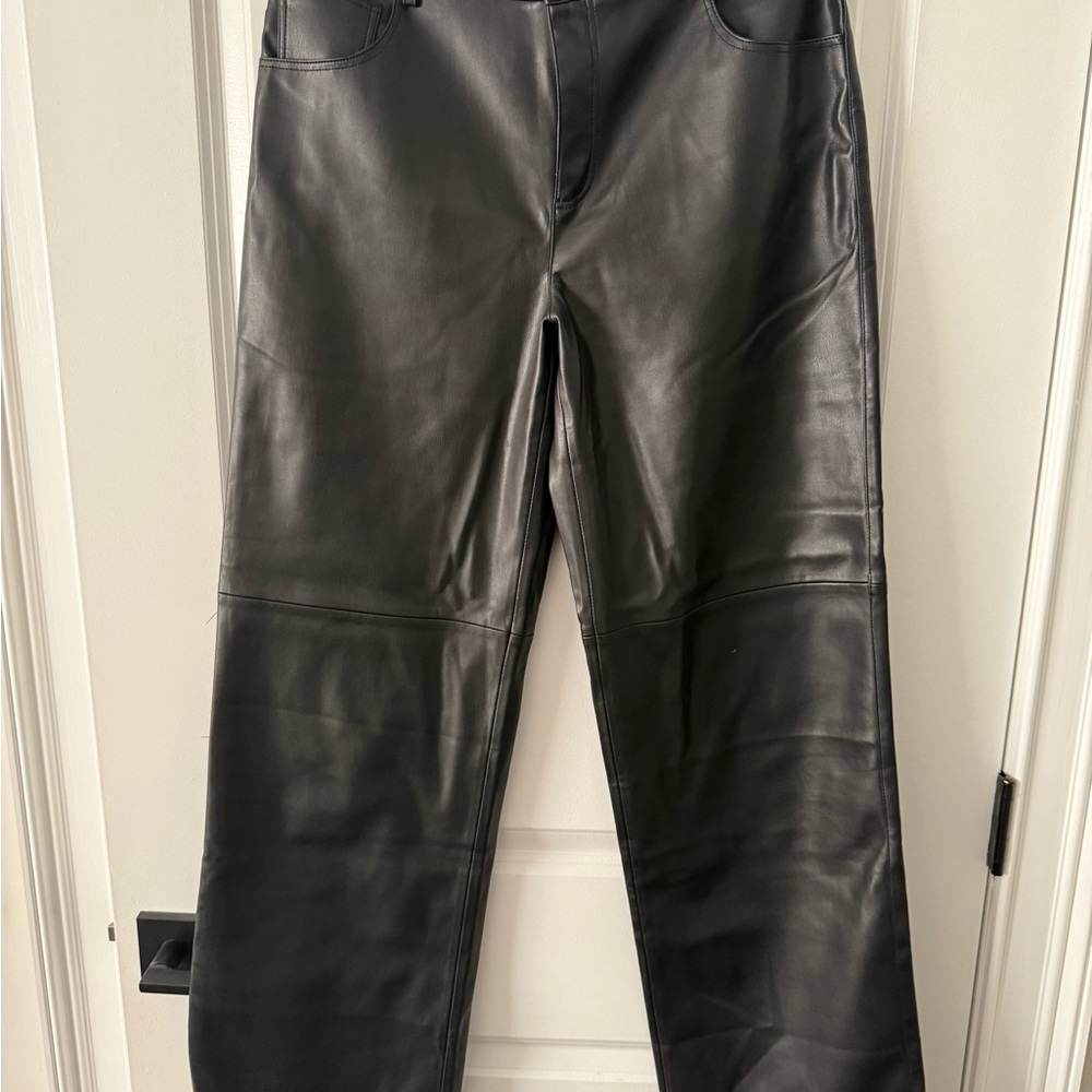Mango Black Leather Trousers